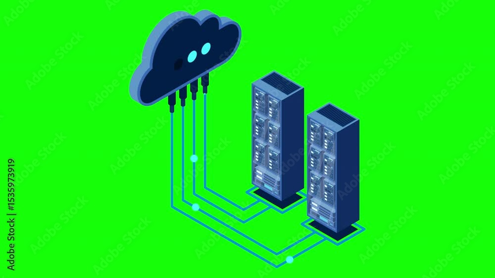 Fototapete Cloud technology computing concept. Modern cloud technology. Data center isometric concept. Isometric cloud technology with data center. Web hosting concept