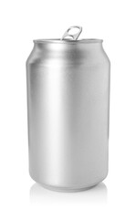 One silver tin can isolated on white