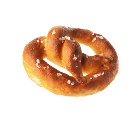 Tasty pretzel with salt isolated on white