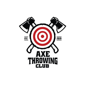 Axe throwing club logo emblem vector isolated