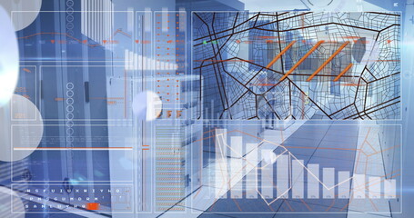 Showing overlay highlighting grid map, bar chart and trend line over racks in datacenter corridor