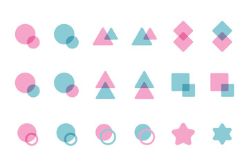 透明感のある丸や三角の図形パーツ集