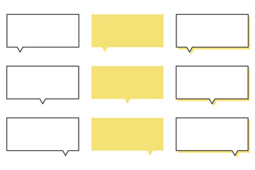 長方形のシンプルな吹き出し素材セット