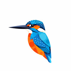 Obraz premium Geometric Kingfisher Portrait with Bold Colors and Precise Lines