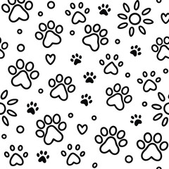 Abstract black and white paw print pattern