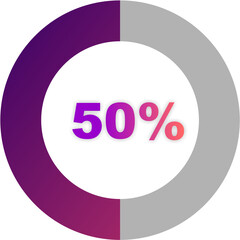 50/50 Split Half and Half Circle Percentage Chart Graphic