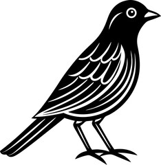 Simple illustration of a bird in black and white vector style suitable for various design projects and applications