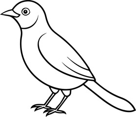 Simple outline illustration of a perched bird for coloring educational activities and vector design projects