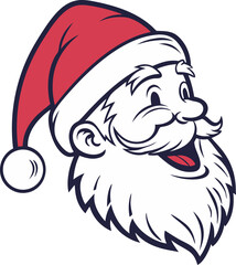 Vector illustration of a joyful santa claus face in a classic christmas design with cheerful expressions