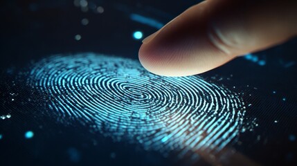 Fingerprint scanner biometric technology close-up