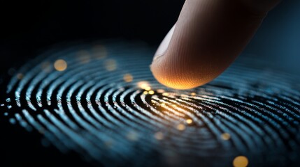 Fingerprint scanner biometric technology close-up