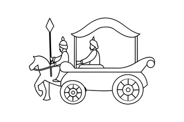 Elegant horse drawn carriage continuous line art illustration