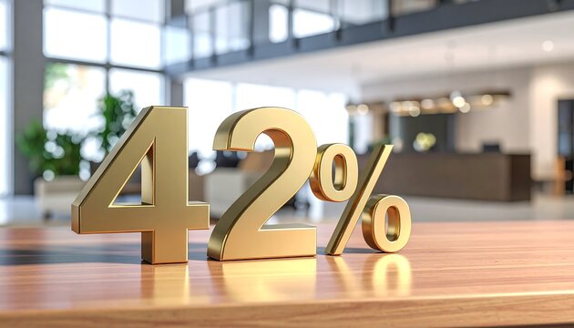 Golden 42% on wooden surface