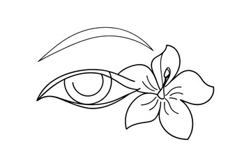 Elegant continuous line art eye and flower design