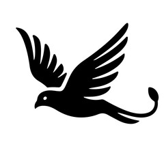 Black silhouette of a flying bird, vector illustration