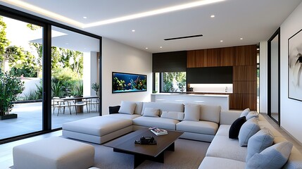 Modern Living Room Interior with Open Floor Plan