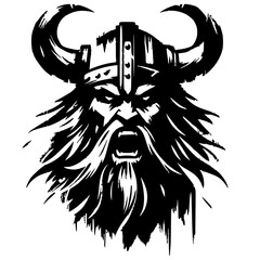 Obraz premium Abstract angry viking face silhouette