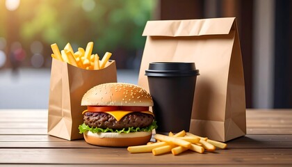 Fast food combo on a table