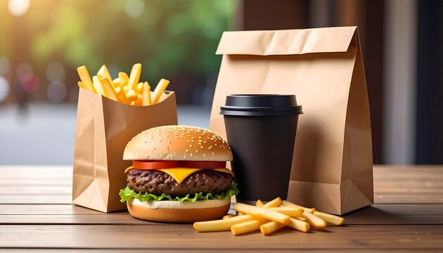 Fast food combo on a table