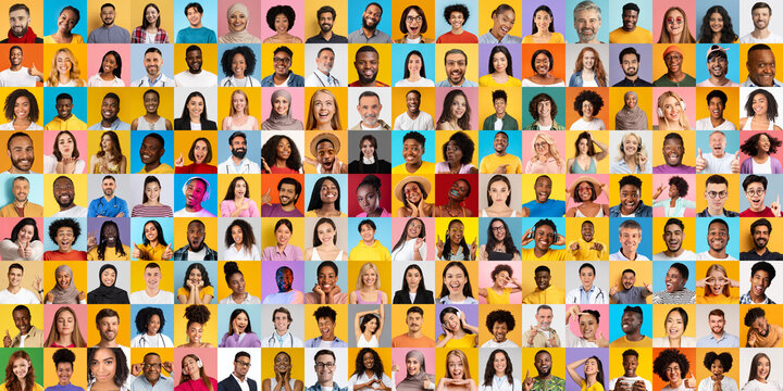 A vibrant collection of diverse individuals' faces highlights the beauty of diversity. Each portrait reflects unique stories, lifestyles, and backgrounds, celebrating global unity.