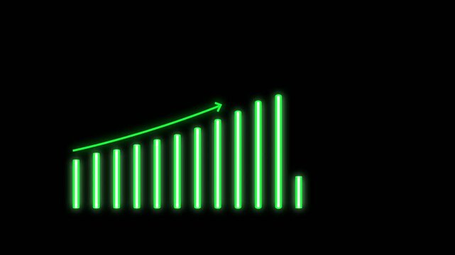 Business finance growth performance indicator. Animated down graph icon designed in flat icon style, business or finance concept icon. - Powered by Adobe