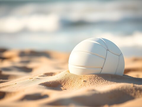 white volleyball on the beach - Powered by Adobe
