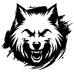 Abstract scratch silhouette of angry wolf