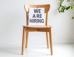 Simple chair with hiring sign