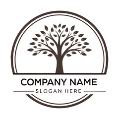 Obraz premium Circle logo with stylized tree graphic