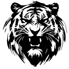 Abstract angry tiger stroke silhouette