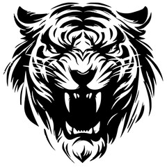 Abstract angry tiger stroke silhouette