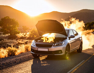 Overheated Car on a Desert Road Troubleshooting Guide and Safety Tips for Summer Driving