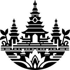 vector illustration silhouette design icon logo symbol temple sacred shrine as mascot traditional building