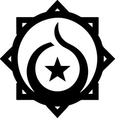 vector illustration silhouette design icon logo symbol of muslim religion with islamic ornaments moon and stars