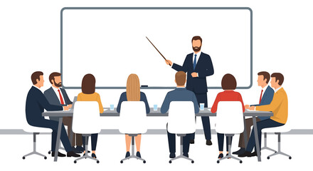 Business Meeting Presentation with Diverse Team and Presenter