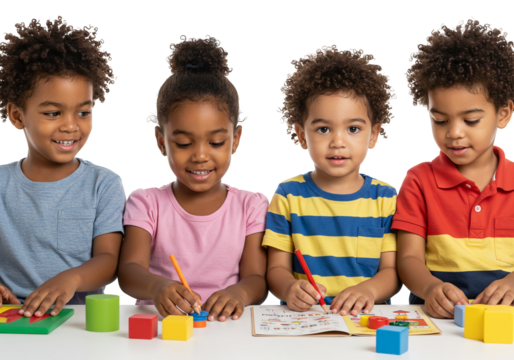 Happy Kids Learning Together at School. Young Students Study - Powered by Adobe