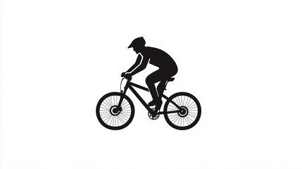 Fototapeta premium Modern Cyclist Icon in Flat Style on White Background