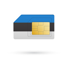 Flag of Estonia. Vector illustration of SIM Card with flag on white background