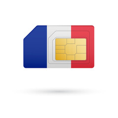 Flag of French. Vector illustration of SIM Card with flag on white background