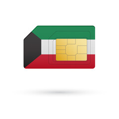 Flag of Kuwait. Vector illustration of SIM Card with flag on white background