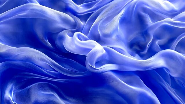 Fluid Blue Fabric Texture in Motion with Soft Waves and Creases