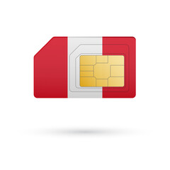 Flag of Peru. Vector illustration of SIM Card with flag on white background