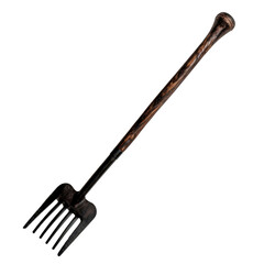 Naklejka premium Garden fork gardening tool metal prongs wooden handle outdoor equipment soil cultivation yard work durable design ergonomic grip gardening supplies