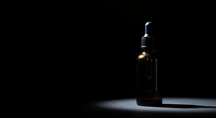Dropper Bottle in Dark Setting With Dramatic Lighting