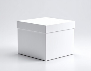 Close Up of White Box Mockup Template on Clean White Background for Packaging Design Display