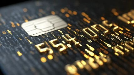 Secure Transaction Showing Numbers and Microchip on Credit Card Surface