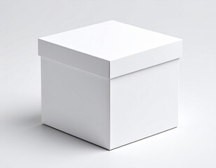 Close Up of White Box Mockup Template on Clean White Background for Packaging Design Display