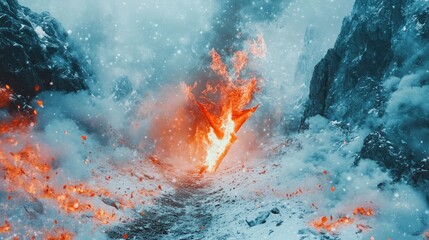 Contrast of Fire and Ice: A Dynamic Landscape of Opposing Elements Combined