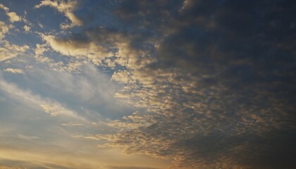 evening sky with beautiful yellow clouds and yellow