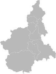 Piedmont, Italy – administrative vector map with province and city boundaries (Web Mercator projection, PPT-compatible & fully editable)